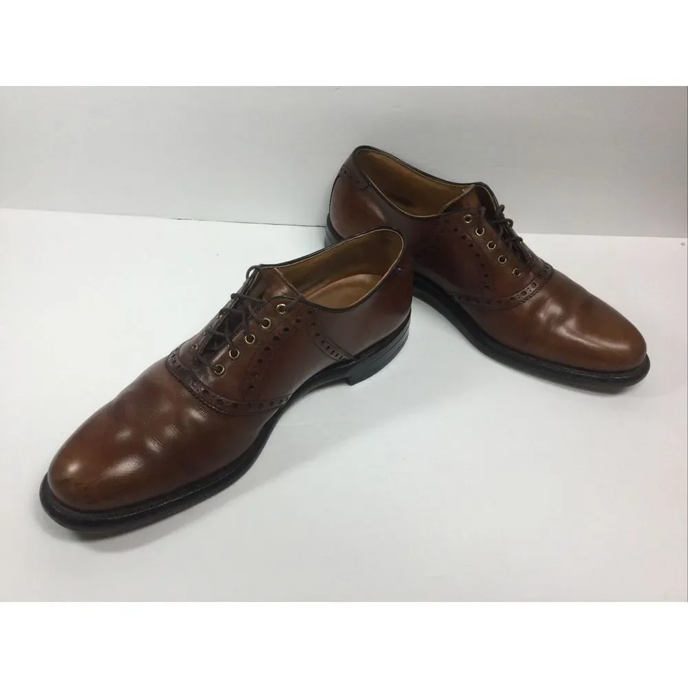 Foot-Joy Classics Mens Sz 10A Chestnut Brown Oxford Leather Brogue Saddle Shoes‎
